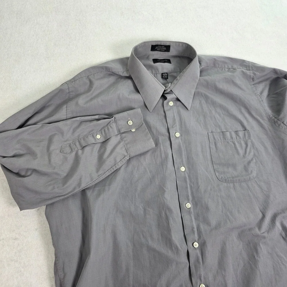 Covington Mens‎ XL Grey Dress Shirt Long Sleeve Button Down 17-17.5 34-35